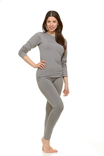 Women's Ultra Soft Thermal Underwear Long Johns Set with Fleece Lined -  Black - CF120Y3OHJ9